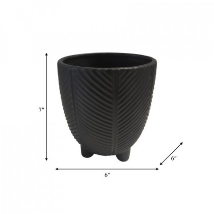 Sagebrook 6" Dia Porcelain Footed Planter - Black