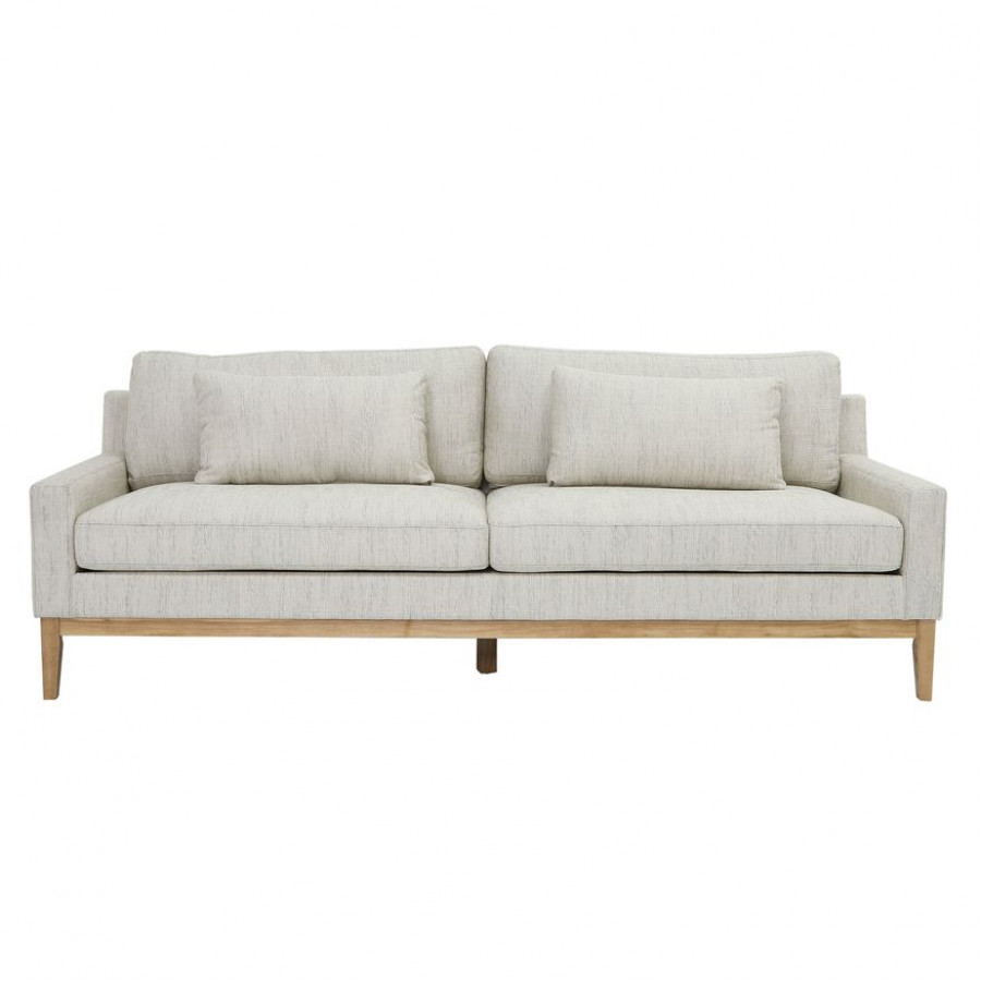 Sagebrook 3-Seater Wood Bolstered Sofa - Beige