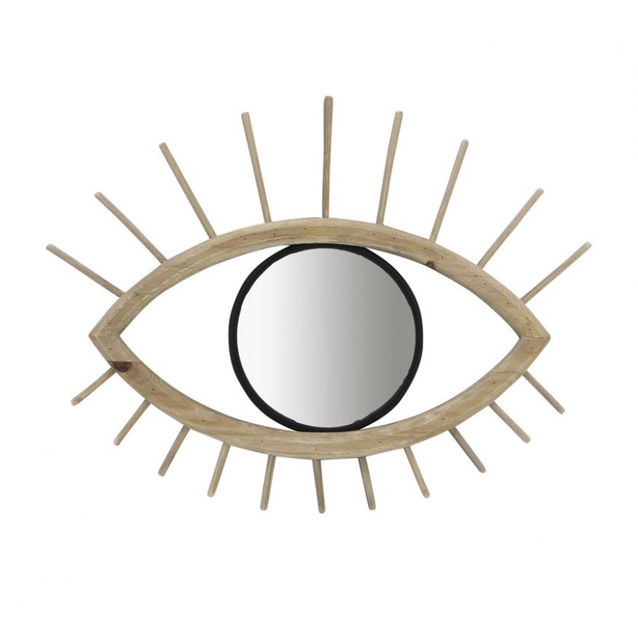 Sagebrook - Wood/Metal Mirrored Eye Wall Decor in Brown