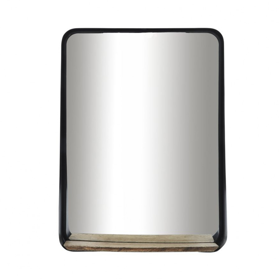 Sagebrook Metal Mirror With Shelf - Black/Brown