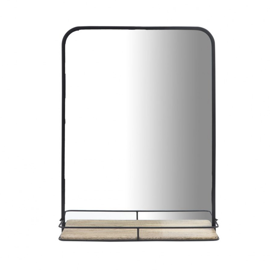 Sagebrook Metal Mirror With Folding Shelf - Black/Brown