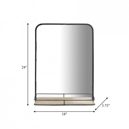 Sagebrook Metal Mirror With Folding Shelf - Black/Brown