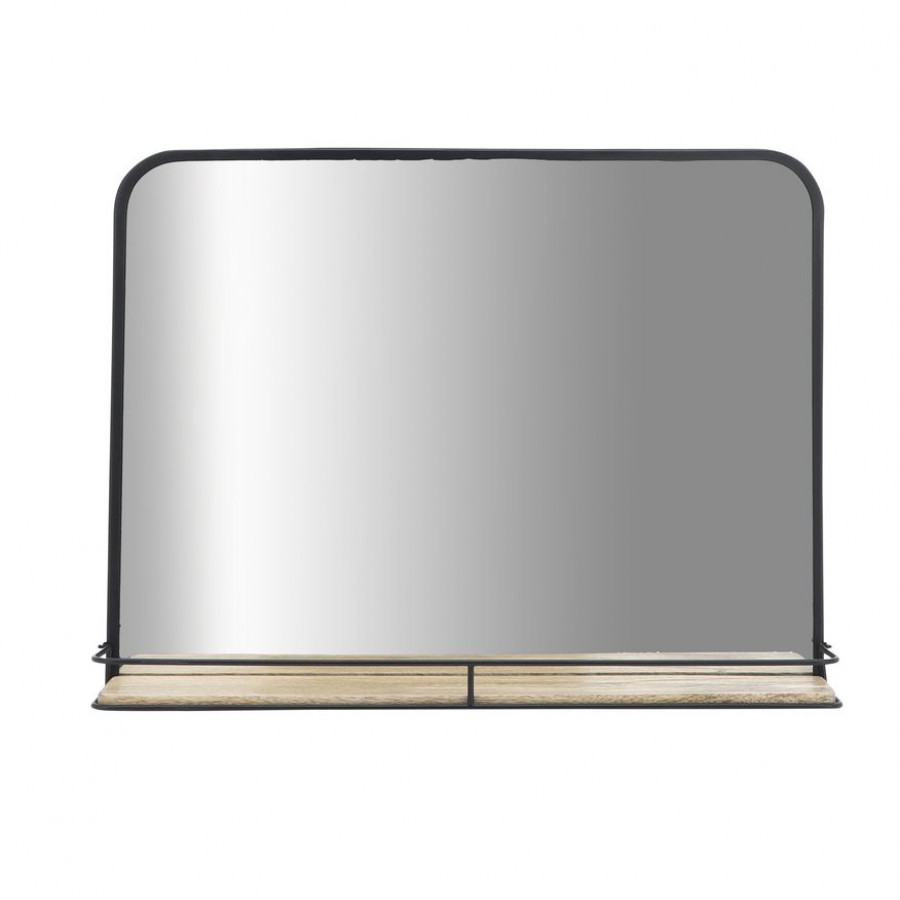 Sagebrook Metal Mirror With Folding Shelf - Black/Brown