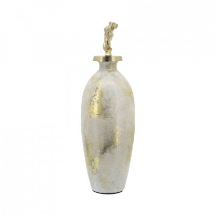 Sagebrook 20" Glass Metal Vase Tribal Topper - White/Gold