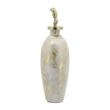 Sagebrook 23" Glass Metal Vase Tribal Topper - White/Gold