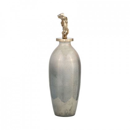 Sagebrook 16" Glass Metal Vase Tribal Topper - Gold