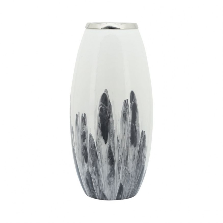 Sagebrook - 16768 18" Glass Vase With Metal Ring