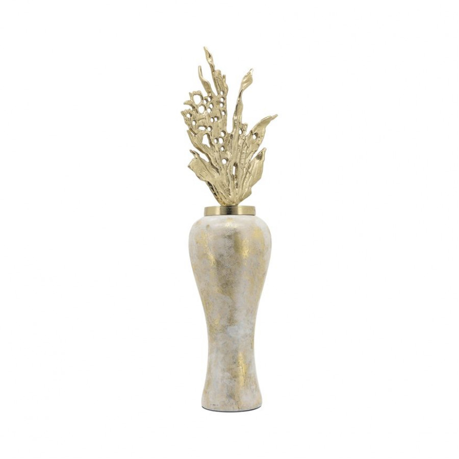 Sagebrook 38" Glass Vase With Aluminum Top - White/Gold