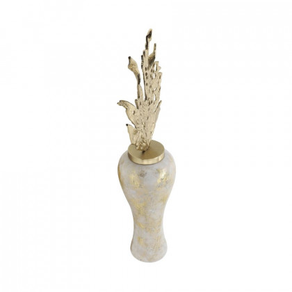 Sagebrook 38" Glass Vase With Aluminum Top - White/Gold
