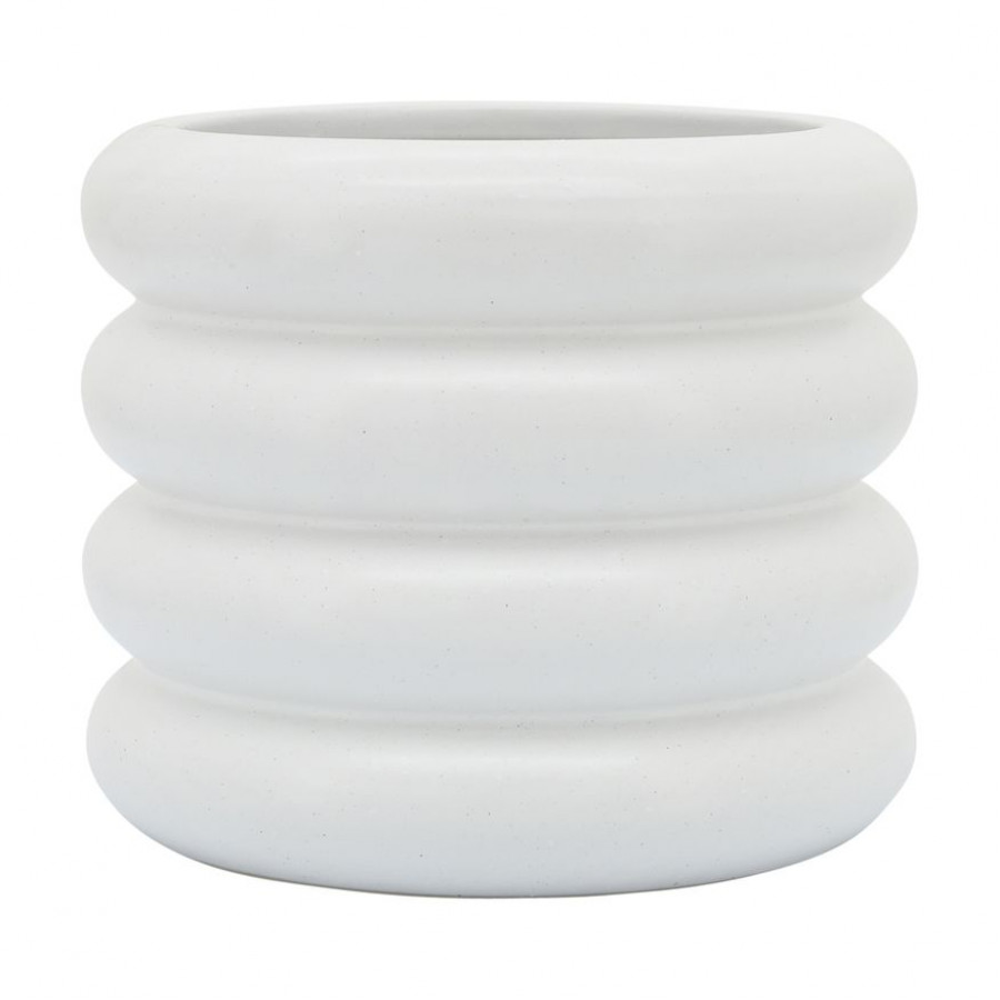 Sagebrook 8" Ceramic Bibendum Planter - White