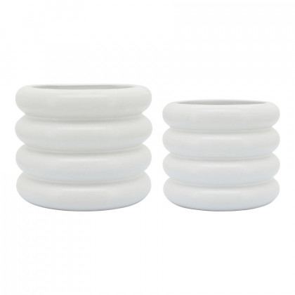 Sagebrook 8" Ceramic Bibendum Planter - White