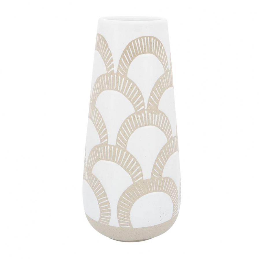 Sagebrook 15" Ceramic Aztec Vase - White