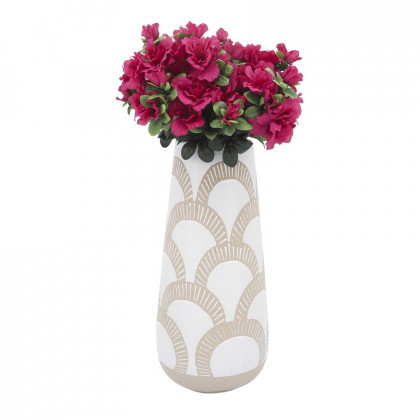 Sagebrook 15" Ceramic Aztec Vase - White
