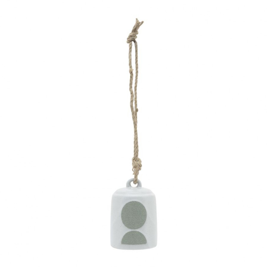 Sagebrook 4" Ceramic Hanging Bell Circles - White/Green