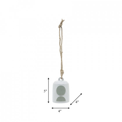 Sagebrook 4" Ceramic Hanging Bell Circles - White/Green