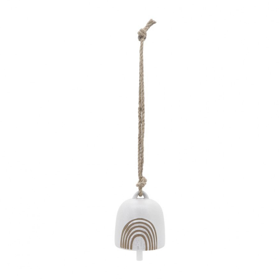 Sagebrook 4" Ceramic Hanging Bell Rainbow - White/Beige