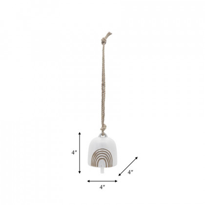Sagebrook 4" Ceramic Hanging Bell Rainbow - White/Beige