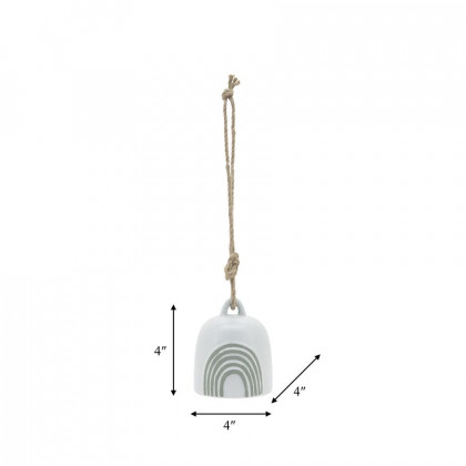 Sagebrook 4" Ceramic Hanging Bell Rainbow - White/Green