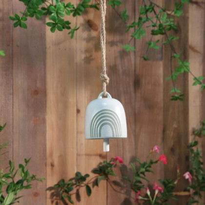 Sagebrook 4" Ceramic Hanging Bell Rainbow - White/Green