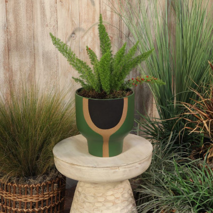 Sagebrook 10" Ceramic Mushroom Planter - Olive