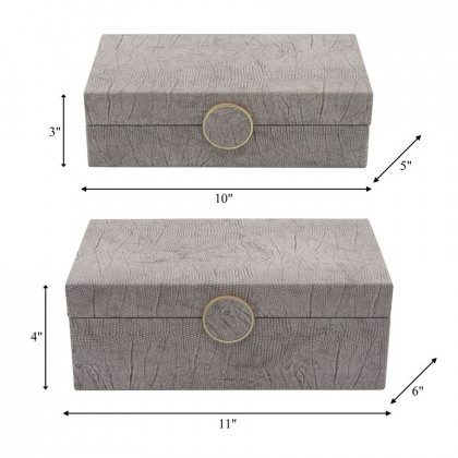 Sagebrook - 10"/12" Wood Box With Medallion (Set Of 2) in Beige