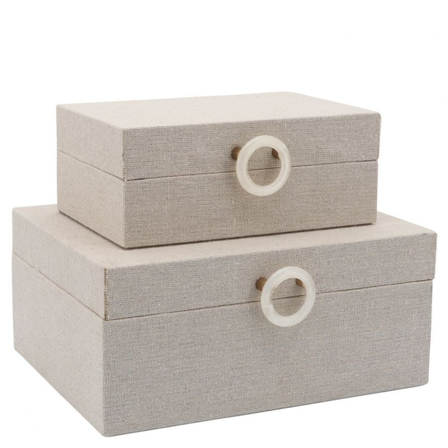 Sagebrook - 7"/9" Wood Box With Ring Detail (Set Of 2)
