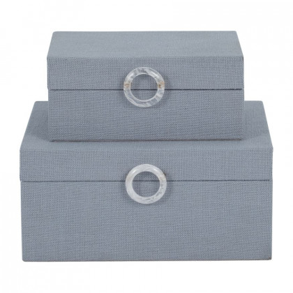 Sagebrook - 7"/9" Wood Box With Ring Detail (Set Of 2)