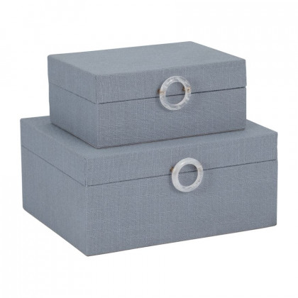 Sagebrook 7"/9" Box With Ring Detail (Set Of 2) - Denim Blue