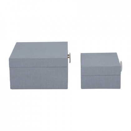 Sagebrook 7"/9" Box With Ring Detail (Set Of 2) - Denim Blue