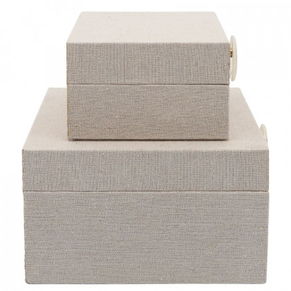 Sagebrook 7"/9" Wood Box With Ring Detail (Set Of 2) - Beige