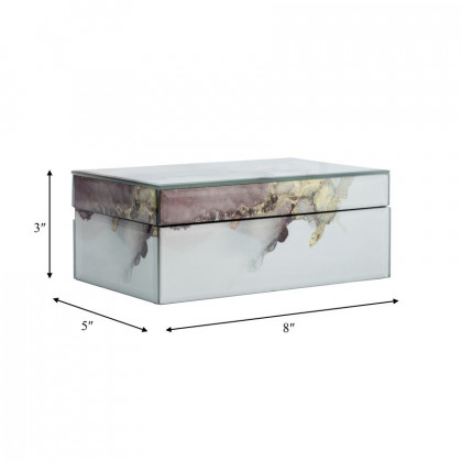Sagebrook 8"x5" Wood Abstract Box - Beige/Gold