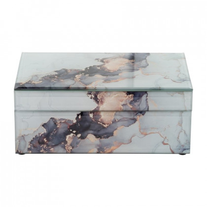 Sagebrook 8"x5" Wood Abstract Box - Black/Gold