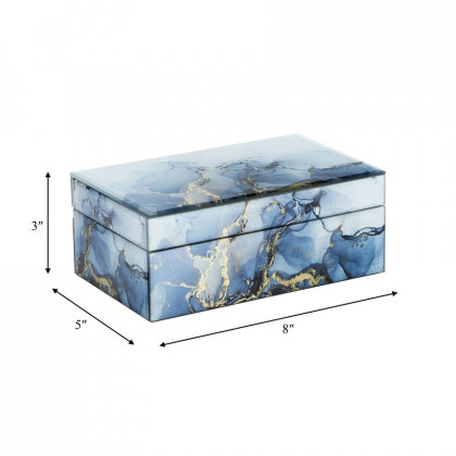 Sagebrook 8"x5" Wood Abstract Box - Blue/Gold