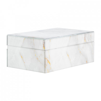 Sagebrook 8"x5" Wood Abstract Box - White