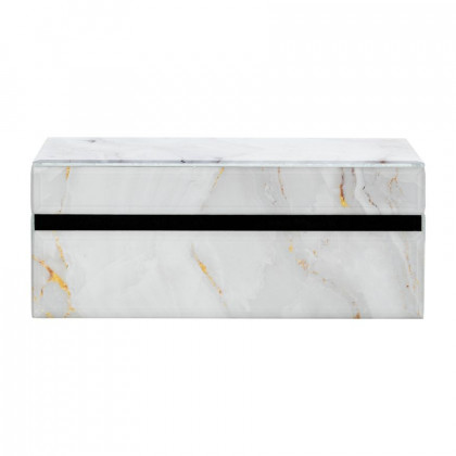 Sagebrook 8"x5" Wood Abstract Box - White