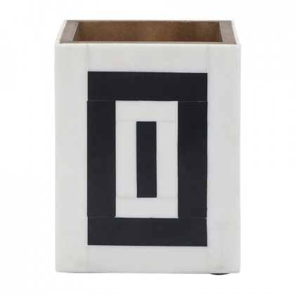Sagebrook - 3"x4" Resin Outlined Pencil Cup in Black/White