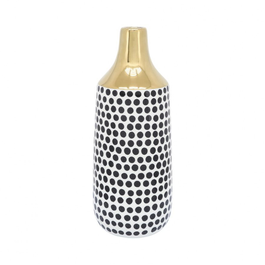 Sagebrook 16" Ceramic Polka Dots Vase - Gold/White