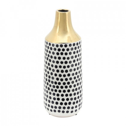 Sagebrook 16" Ceramic Polka Dots Vase - Gold/White