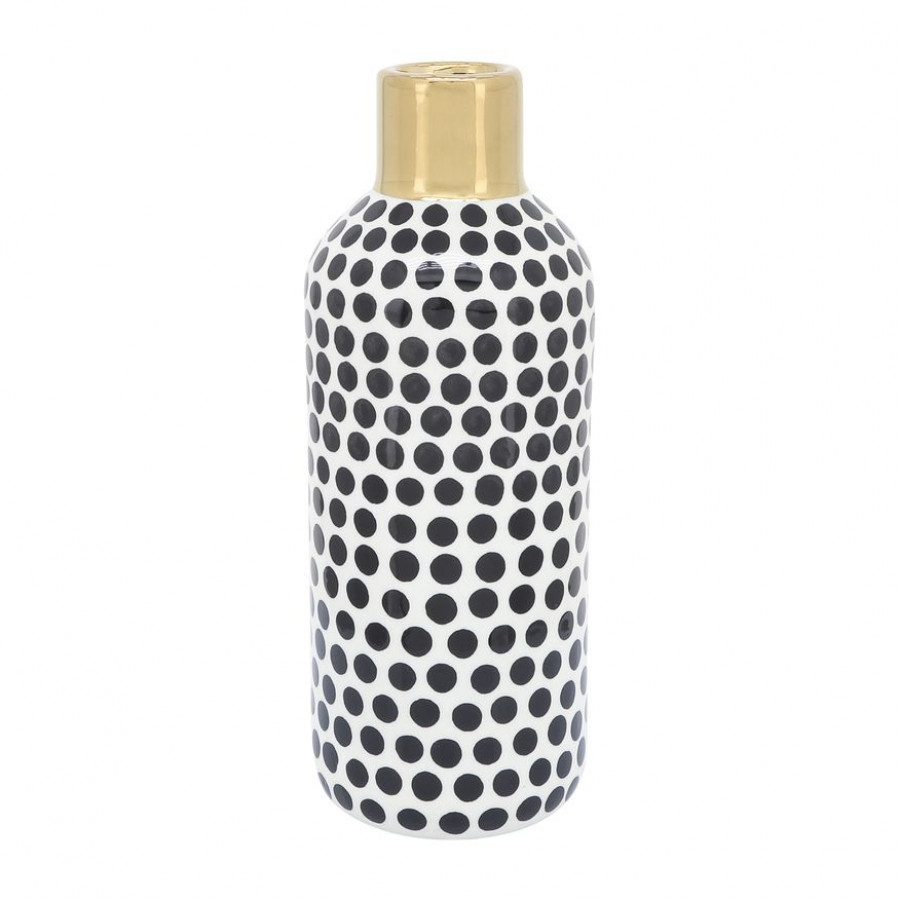 Sagebrook 12" Ceramic Polka Dots Vase - Gold/White