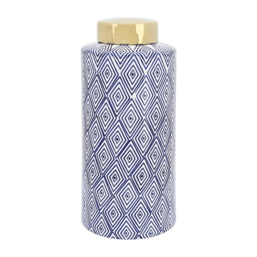 Sagebrook - 13" Ceramic Diamond Jar With Lid
