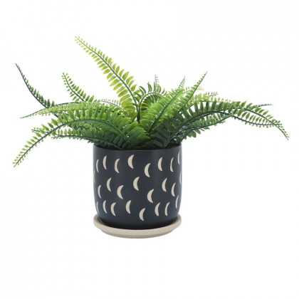 Sagebrook - 5"/6" Ceramic Moon Planters Saucer (Set Of 2) in Black