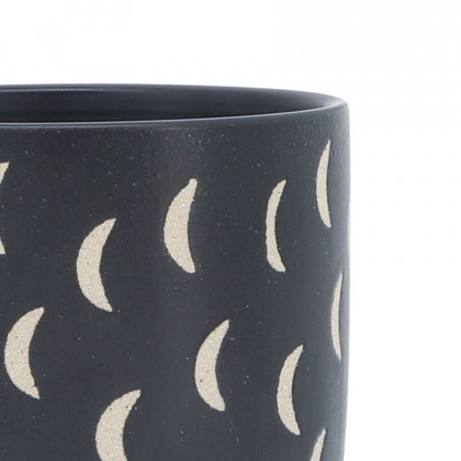 Sagebrook - 5"/6" Ceramic Moon Planters Saucer (Set Of 2) in Black