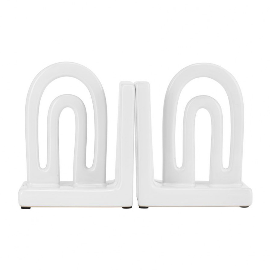 Sagebrook 6" Ceramic Arch Bookends (Set Of 2) - White