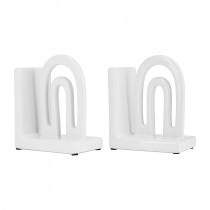 Sagebrook 6" Ceramic Arch Bookends (Set Of 2) - White
