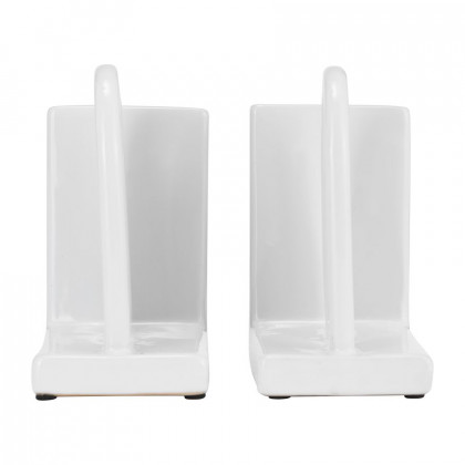 Sagebrook 6" Ceramic Arch Bookends (Set Of 2) - White