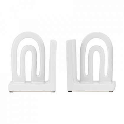 Sagebrook 6" Ceramic Arch Bookends (Set Of 2) - White