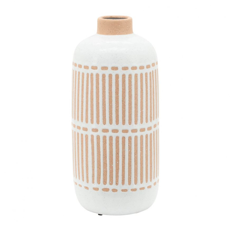 Sagebrook - 12" Ceramic Round Aztec Vase in Ivory