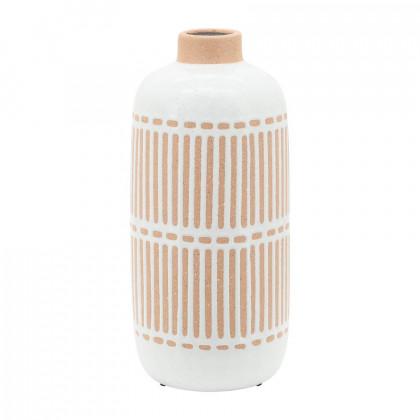 Sagebrook - 12" Ceramic Round Aztec Vase in Ivory
