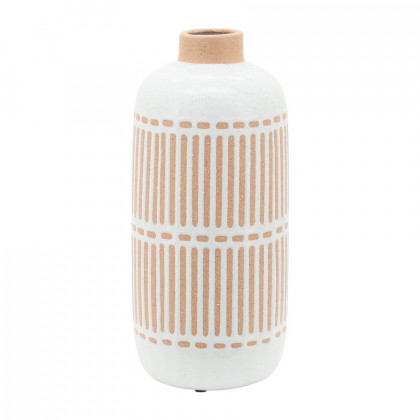 Sagebrook - 12" Ceramic Round Aztec Vase in Ivory