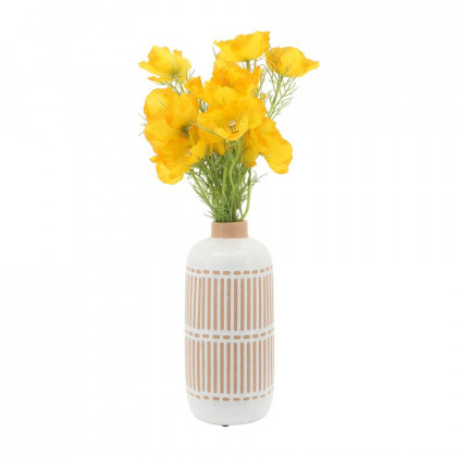 Sagebrook - 12" Ceramic Round Aztec Vase in Ivory